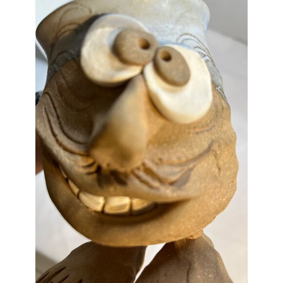 Vintage 3D  Funny Face Big Feet Mug  Hand Crafted Pottery 1980 Stoneware Folk - Picture 7 of 8